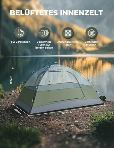 Zelt mit Belüftung am See
