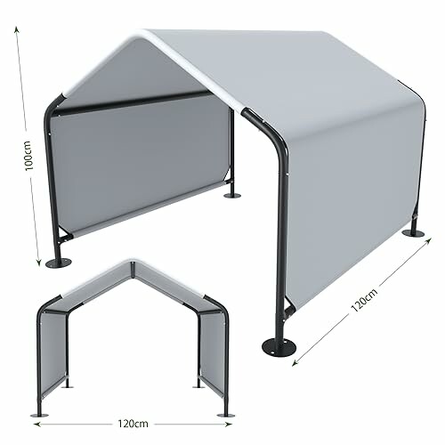 Graues Fahrradunterstand mit Maßen