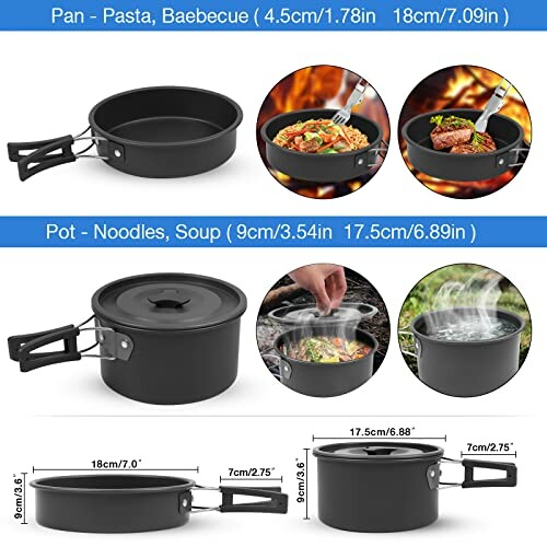 Camping-Kochset mit Pfanne und Topf aus Aluminium