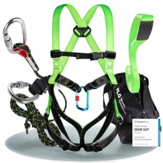 Klettergurtset mit Karabinern und Seil