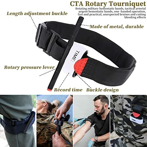 Drehbarer Tourniquet mit Druckhebel und Metallkonstruktion.