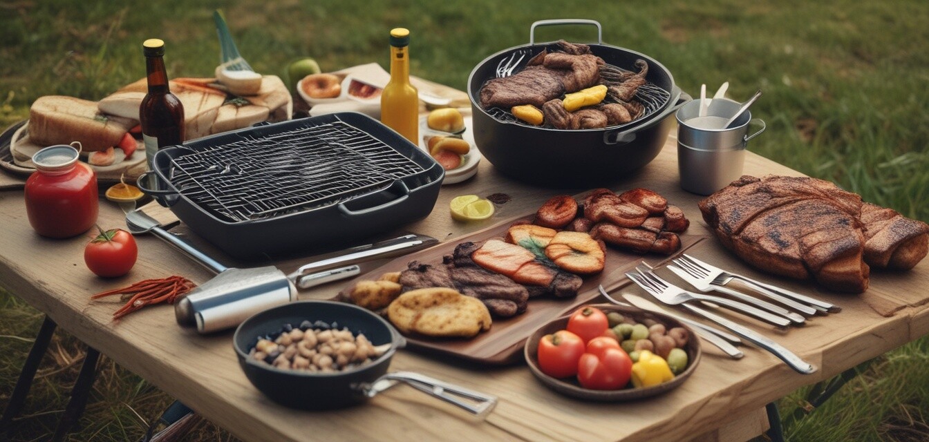Grill- und Kochutensilien für Outdoortripps