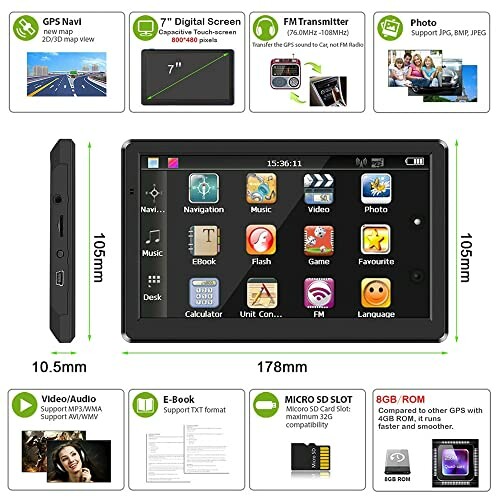 HEYOUTH 7 Zoll Navigationsgerät