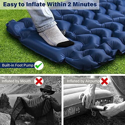 Aufblasbare Campingmatratze mit Fußpumpe, schnell aufblasbar