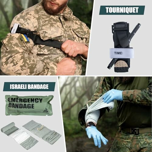 Soldaten verwenden Tourniquet und israelische Bandage.