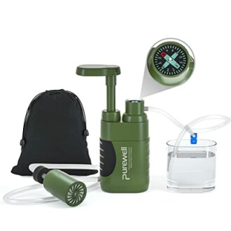 Tragbarer Wasserfilter mit Pumpe und Zubehör