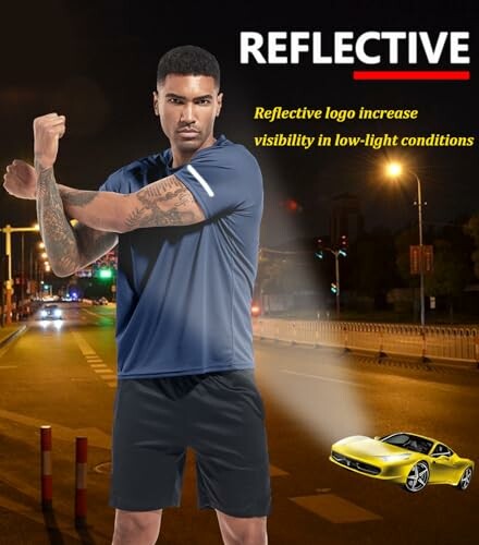 Mann in reflektierendem Sportshirt für bessere Sichtbarkeit