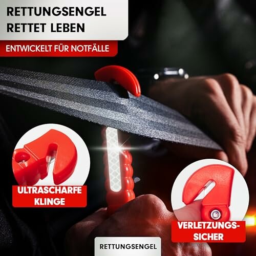 Rettungswerkzeug mit scharfer Klinge und sicherem Griff
