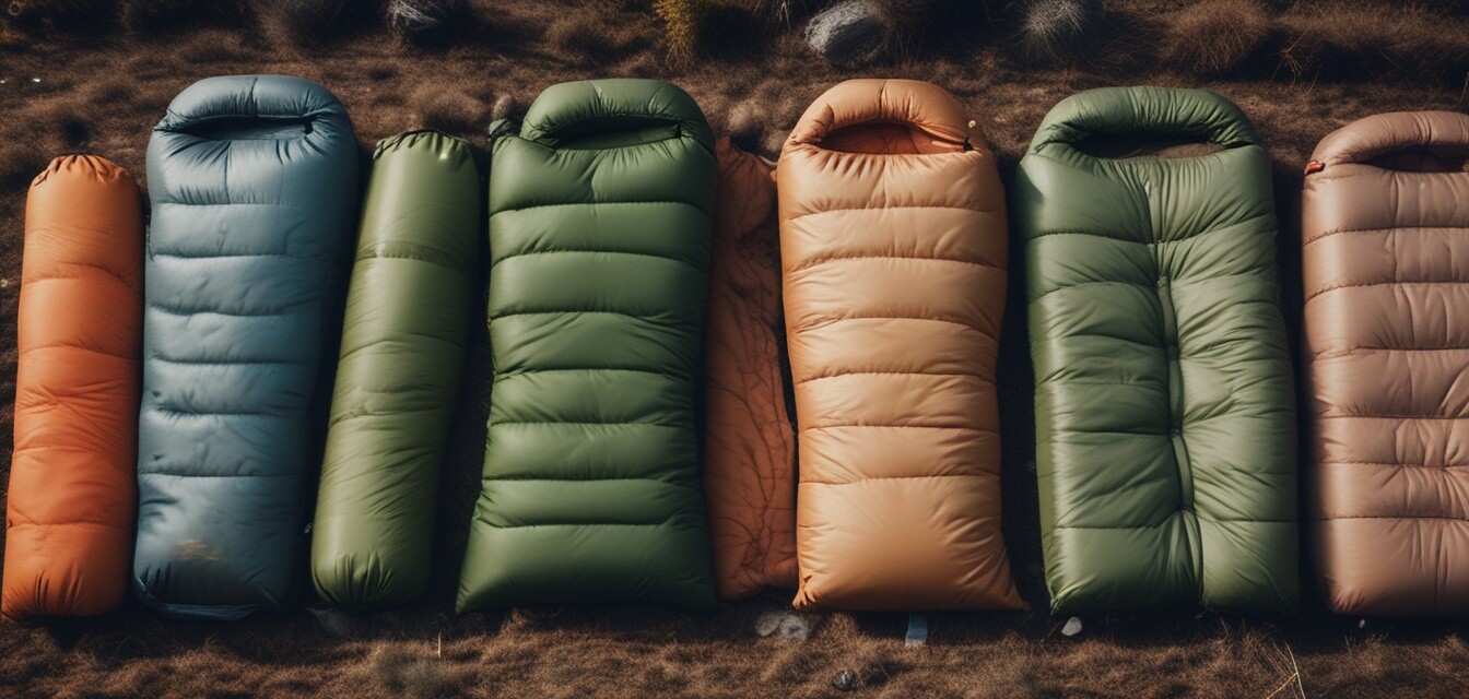 Various sleeping bags for camping