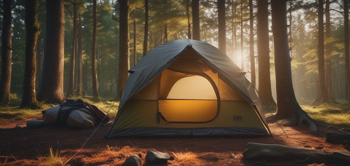 Camping tent in a forest